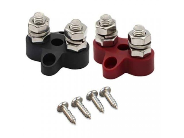 Victron Energy Çiftli M8 Bara Set Kırmızı+Siyah 150 Amper, Dual Terminal Stud M8-linked set (1 red/1 black) - VBB413020010
